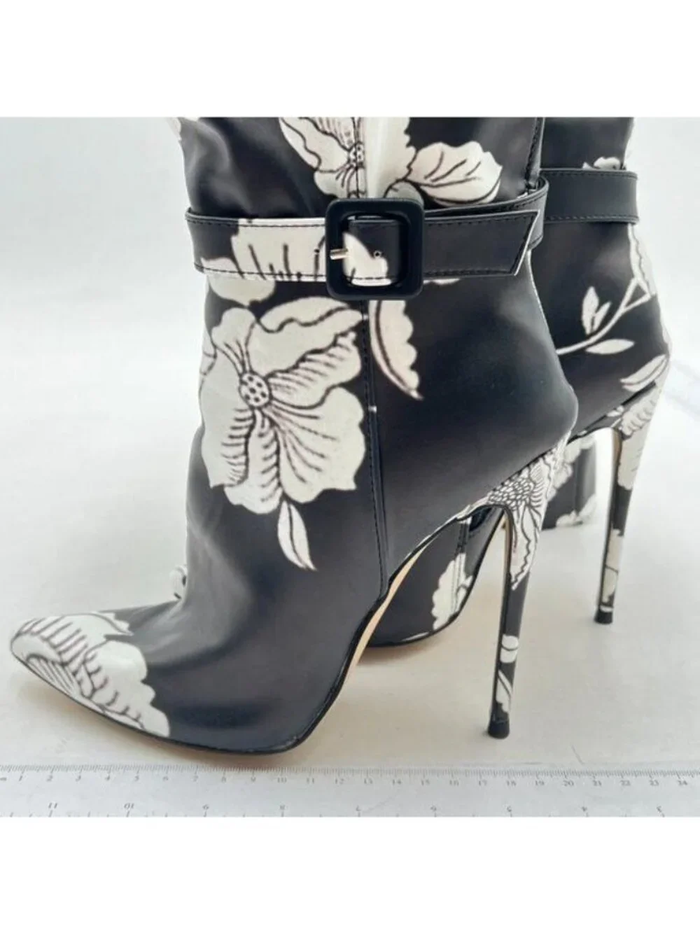 Knee High Boots for Women Stiletto Heel Womens Boots Side Zipper Black White